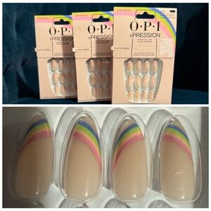 OPI xPRESS/ON 3 sets Gel-Like Manicure Press On Nails Rainbow Long A Me-For-All
